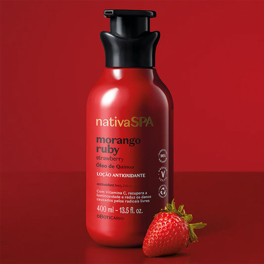 LOÇÃO CORPORAL HIDRATANTE NATIVA SPA MORANGO RUBY, 400ML