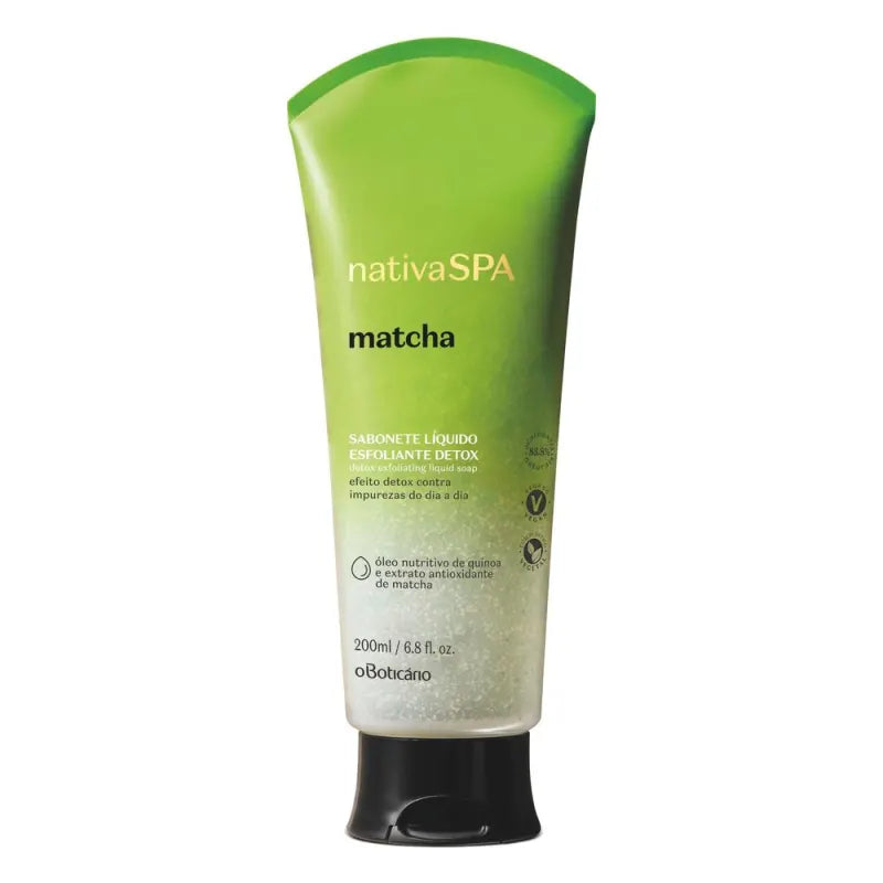 SABONETE LÍQUIDO ESFOLIANTE DETOX NATIVA SPA MATCHA, 200ML